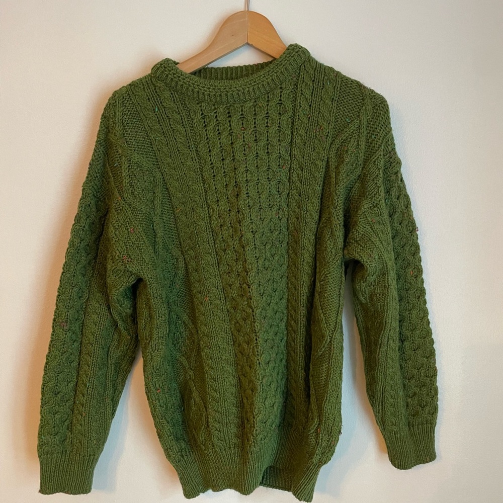 Vintage 100% wool green river knit sweater size L